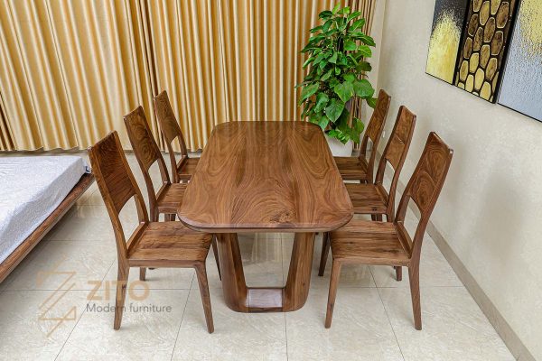 bộ bàn ăn 6 ghế gỗ óc chó