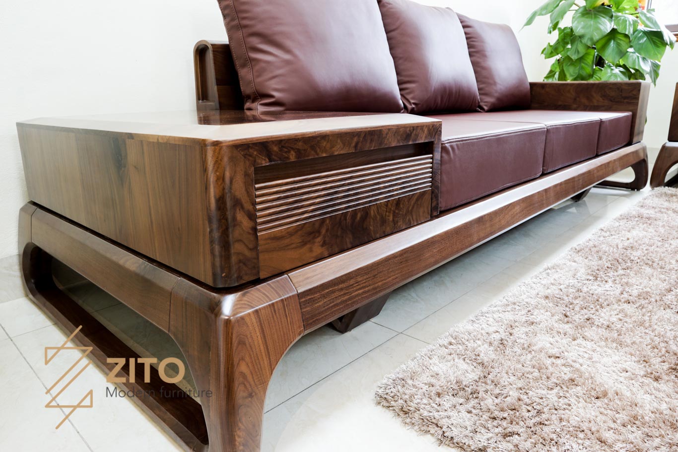 Gía sofa gỗ óc chó chữ U ZG 156 cao cấp ZITO
