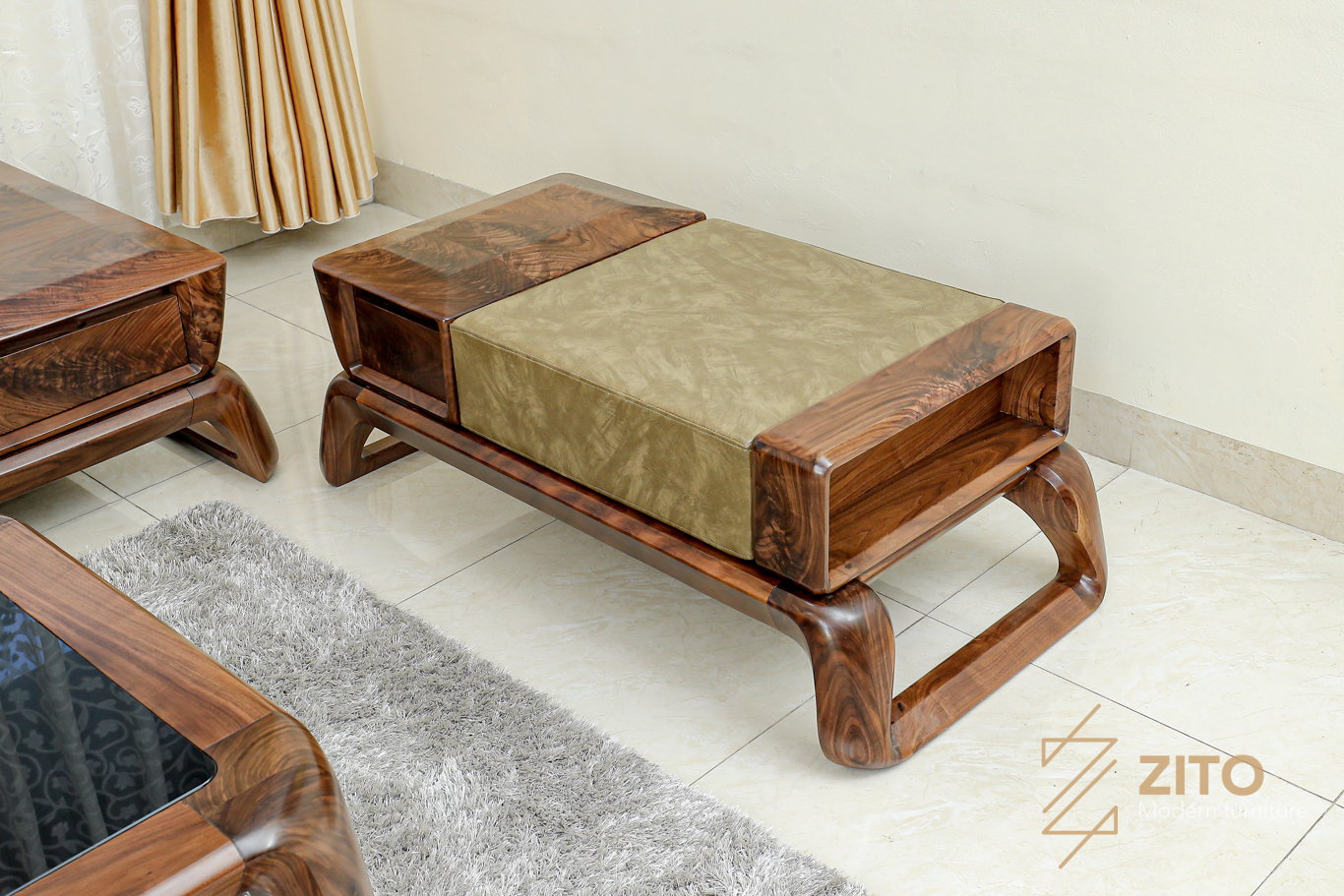 sofa gỗ óc chó chữ U ZG 160