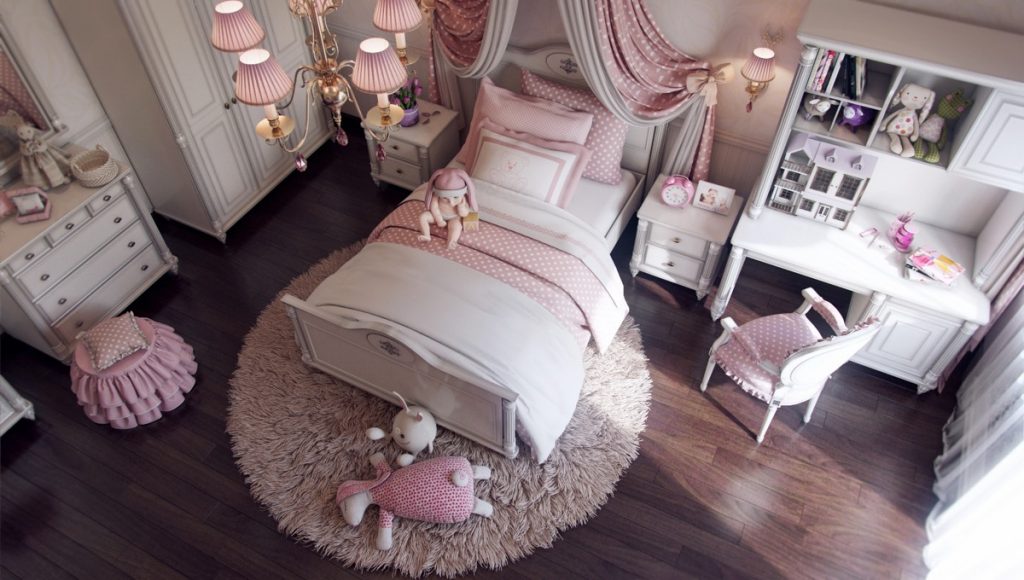Mẫu thiết kế phòng ngủ màu hồng sang trọng