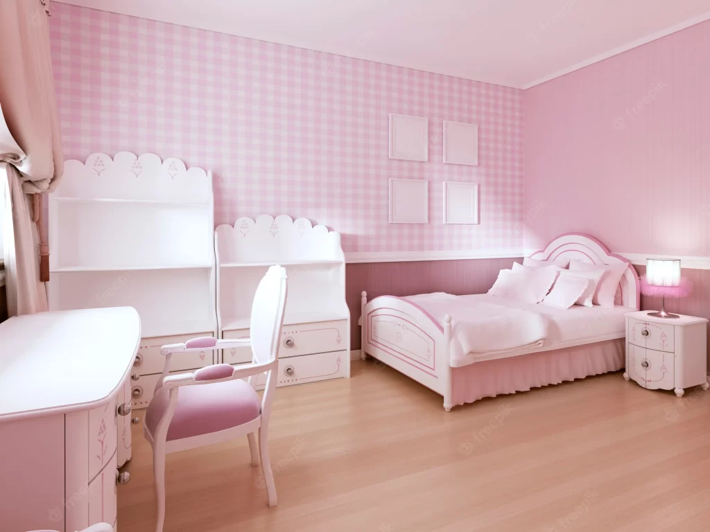 Mẫu thiết kế phòng ngủ màu hồng sang trọng