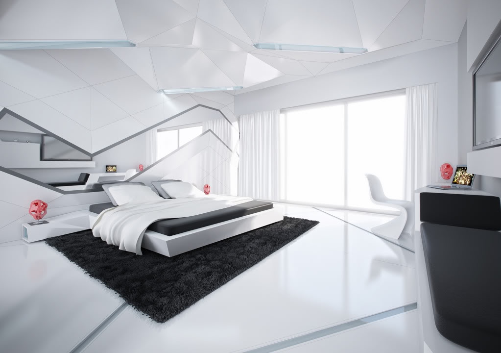 Phòng ngủ với sự sáng tạo trong cách thiết kế với những hình khối độc đáo phù hợp cho những bạn nữ có cá tính mạnh