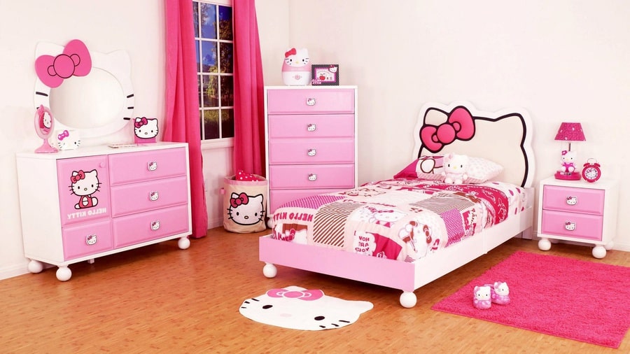 Mẫu phòng ngủ 15m2 cho bé gái yêu thích Hello Kitty