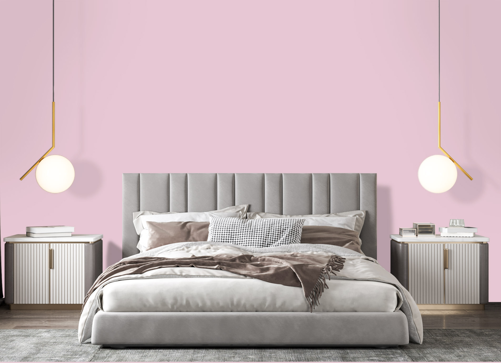 Căn phòng màu hồng nhã nhặn được trang trí đơn giản