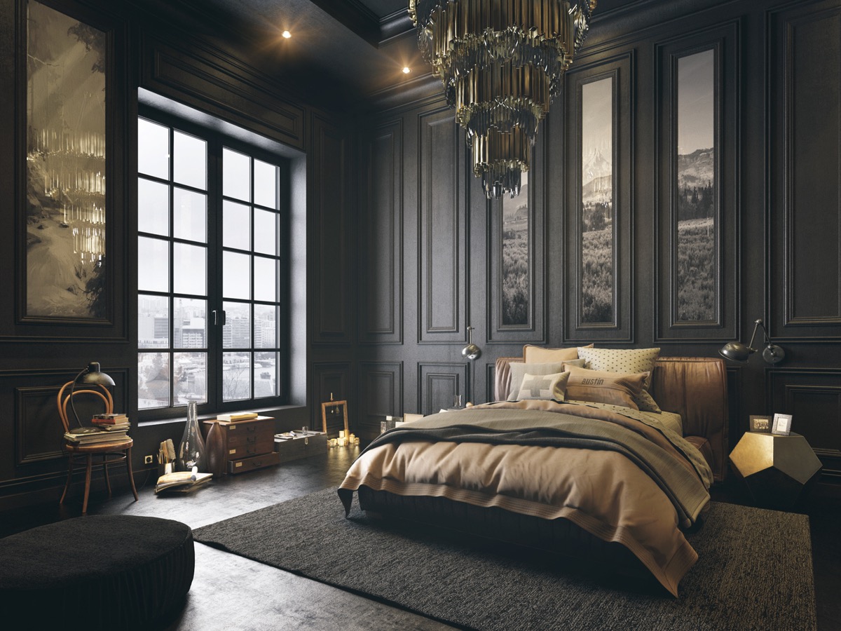 Căn phòng mang nét đẹp huyền bí với gam màu tối
