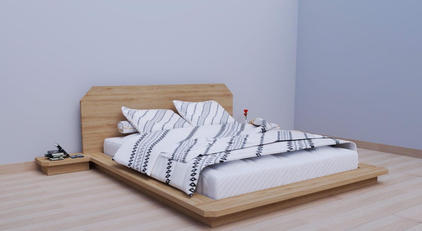 Giường kiểu Nhật được làm bằng gỗ thông