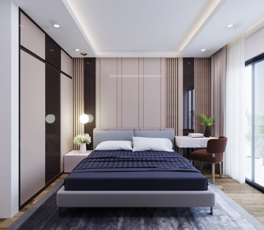 Phòng ngủ màu sáng trắng có thể kết hợp rất nhiều phong cách nổi bật khác nhau.