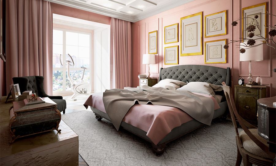 Tông màu hồng pastel làm chủ đạo cho phòng ngủ