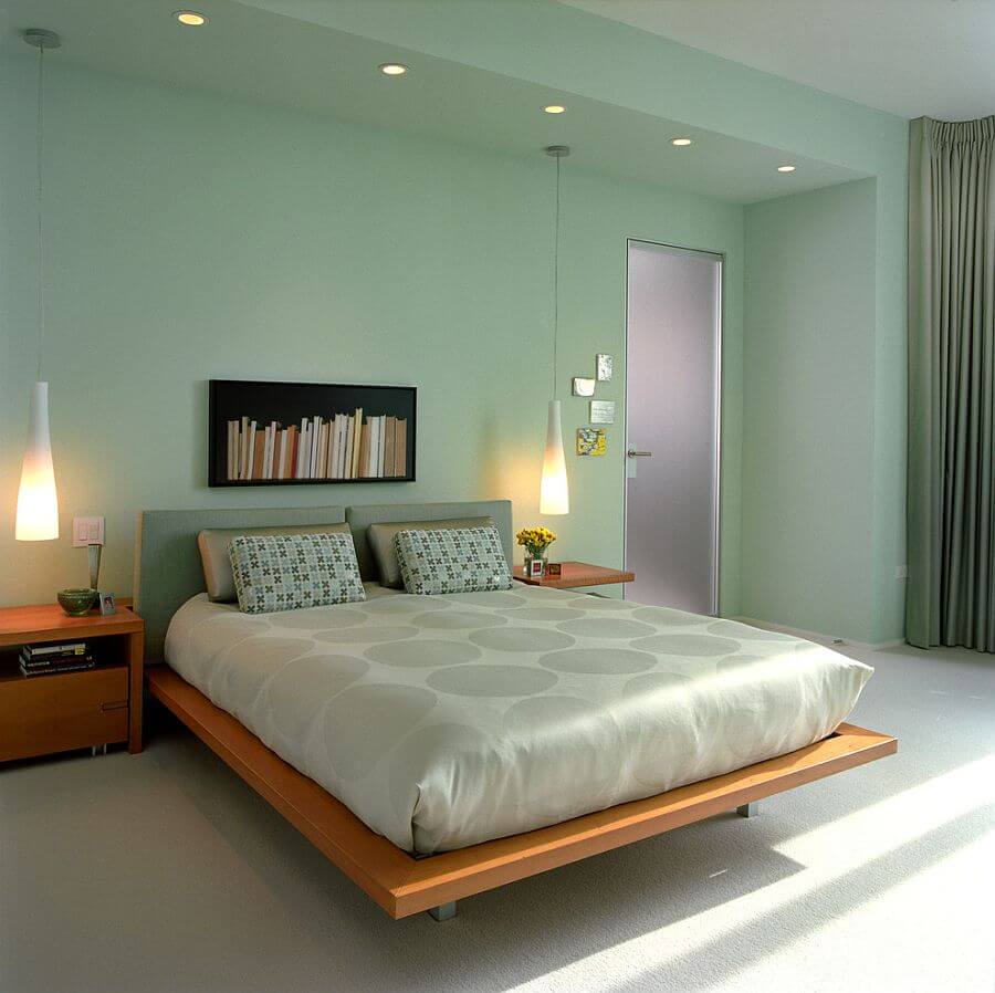 phòng ngủ màu xanh pastel
