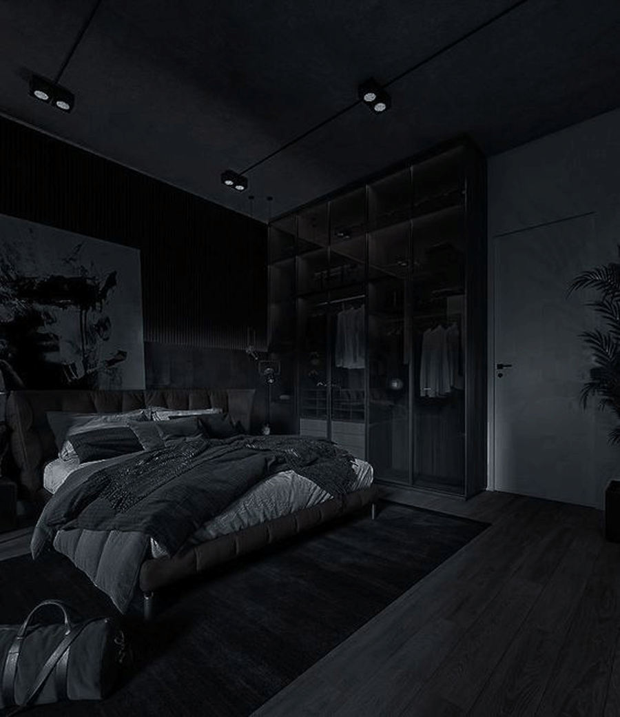 thiết kế phòng ngủ đen